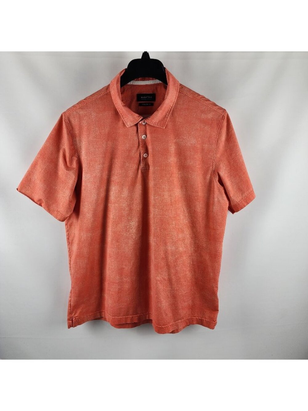Bugatchi Shirt Mens XL Orange OoohCotton Tech 8-Way Stretch S/S Polo